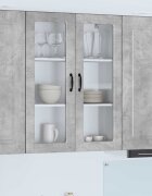 vidaXL Стенен стъклен шкаф PORTO Циментено сиво 80 x 31 x 100 см