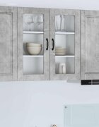vidaXL Стенен стъклен шкаф PORTO Циментено сиво 80 x 31 x 80 см