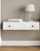 vidaXL Стенен страничен масичка 875 x 345 x 17 см Бял гланц