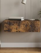 vidaXL Стенен страничен масичка 875 x 345 x 17 см Опушен дъб