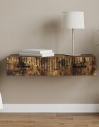 vidaXL Стенен страничен масичка 875 x 345 x 17 см Опушен дъб