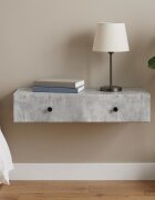 vidaXL Стенен страничен масичка Бетонно сиво 875 x 345 x 17 см