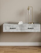 vidaXL Стенен страничен масичка Бетонно сиво 875 x 345 x 17 см