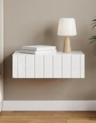 vidaXL Стенен страничен масичка Бял гланц 59 x 345 x 17 см