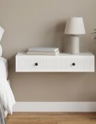 vidaXL Стенен страничен масичка Бял гланц 875 x 345 x 17 см