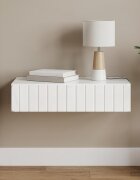 vidaXL Стенен страничен масичка Бял гланц 875 x 345 x 17 см