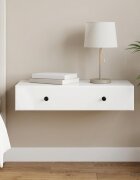 vidaXL Стенен страничен масичка Бял гланц 875 x 345 x 17 см