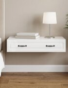 vidaXL Стенен страничен масичка Бял гланц 875 x 345 x 17 см