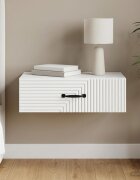 vidaXL Стенен страничен масичка Бяло 59 x 345 x 17 см