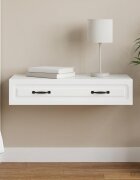 vidaXL Стенен страничен масичка Бяло 875 x 345 x 17 см