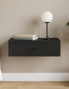 vidaXL Стенен страничен масичка Черно 59 x 345 x 17 см