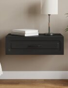 vidaXL Стенен страничен масичка Черно 59 x 345 x 17 см