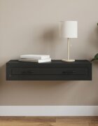 vidaXL Стенен страничен масичка Черно 875 x 345 x 17 см