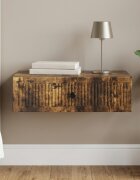 vidaXL Стенен страничен масичка Опушен дъб 59 x 345 x 17 см