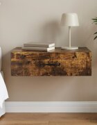 vidaXL Стенен страничен масичка Опушен дъб 59 x 345 x 17 см