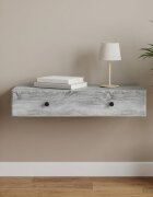 vidaXL Стенен страничен масичка Сива сонома 875 x 345 x 17 см