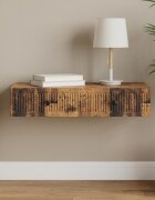 vidaXL Стенен страничен масичка Старо дърво 875 x 345 x 17 см