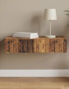 vidaXL Стенен страничен масичка Старо дърво 875 x 345 x 17 см