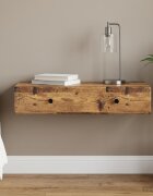 vidaXL Стенен страничен масичка Старо дърво 875 x 345 x 17 см