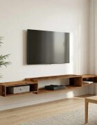 vidaXL Стенен телевизионен шкаф Монтиране на стена Старо дърво