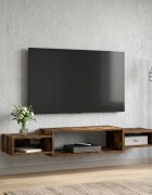 vidaXL Стенен телевизионен шкаф Опушен дъб 140 x 28 x 21 см