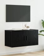 vidaXL Стенен ТВ кабинет 80 х 34.5 х 40 см Черен дъб