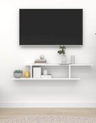 vidaXL Стенен ТВ рафт бял 125x18x23 см инженерно дърво