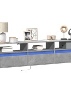 vidaXL Стенен ТВ шкаф с LED бетонно сив 180x31x45 см
