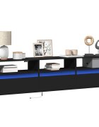 vidaXL Стенен ТВ шкаф с LED черен 180x31x45 см