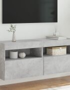 vidaXL Стенен ТВ шкаф с LED осветление бетонно сив 100x30x40 см
