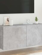 vidaXL Стенен ТВ шкаф с LED осветление бетонно сив 100x35x41 см