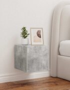 vidaXL Стенен ТВ шкаф с LED осветление бетонно сив 305x35x30 см