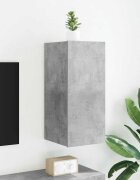 vidaXL Стенен ТВ шкаф с LED осветление бетонно сив 305x35x70 см