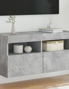vidaXL Стенен ТВ шкаф с LED осветление бетонно сив 80x30x40 см