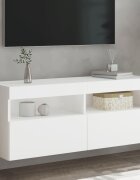 vidaXL Стенен ТВ шкаф с LED осветление бял 100x30x40 см