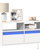 vidaXL Стенен ТВ шкаф с LED осветление бял 100x31x45 см
