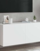 vidaXL Стенен ТВ шкаф с LED осветление бял 100x35x41 см