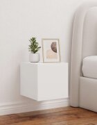 vidaXL Стенен ТВ шкаф с LED осветление бял 305x35x30 см