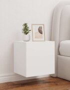vidaXL Стенен ТВ шкаф с LED осветление бял 405x35x40 см