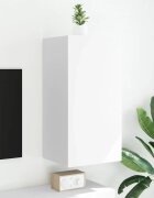 vidaXL Стенен ТВ шкаф с LED осветление бял 405x35x80 см