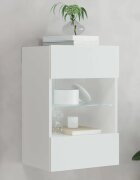 vidaXL Стенен ТВ шкаф с LED осветление бял 40x30x605 см
