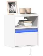 vidaXL Стенен ТВ шкаф с LED осветление бял 41x31x45 см
