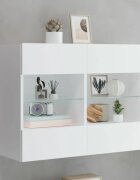 vidaXL Стенен ТВ шкаф с LED осветление бял 785x30x605 см