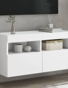 vidaXL Стенен ТВ шкаф с LED осветление бял 80x30x40 см
