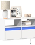 vidaXL Стенен ТВ шкаф с LED осветление бял 80x31x45 см