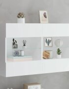 vidaXL Стенен ТВ шкаф с LED осветление бял 985x30x605 см