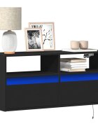 vidaXL Стенен ТВ шкаф с LED осветление черен 100x31x45 см