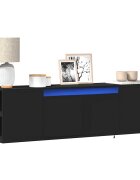 vidaXL Стенен ТВ шкаф с LED осветление черен 135x31x395 см