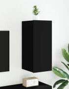 vidaXL Стенен ТВ шкаф с LED осветление черен 305x35x70 см