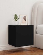 vidaXL Стенен ТВ шкаф с LED осветление черен 405x35x40 см